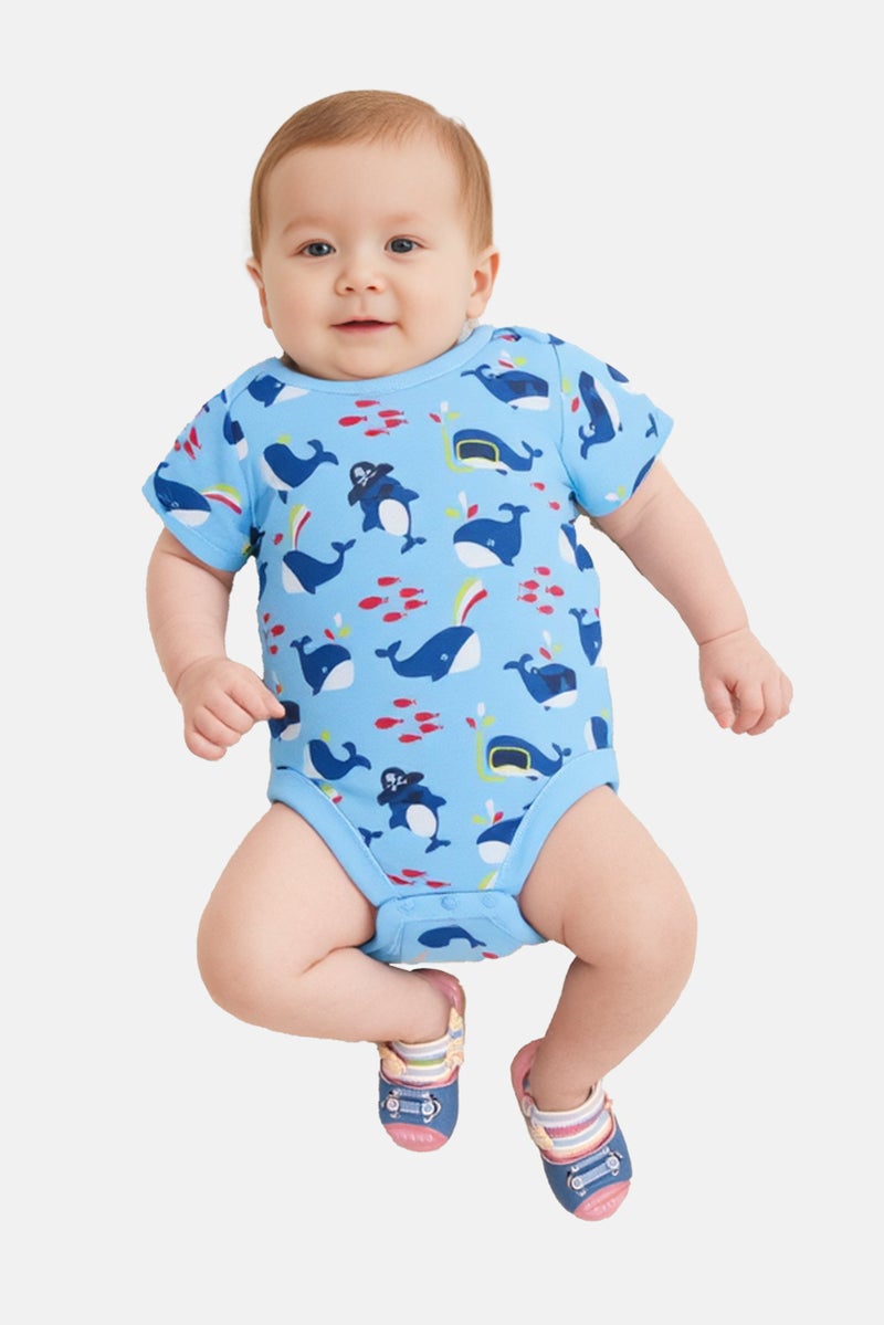 Hamleys Toddlers Boy Allover Print Short Sleeve Bodysuit, Multicolor - Image 1
